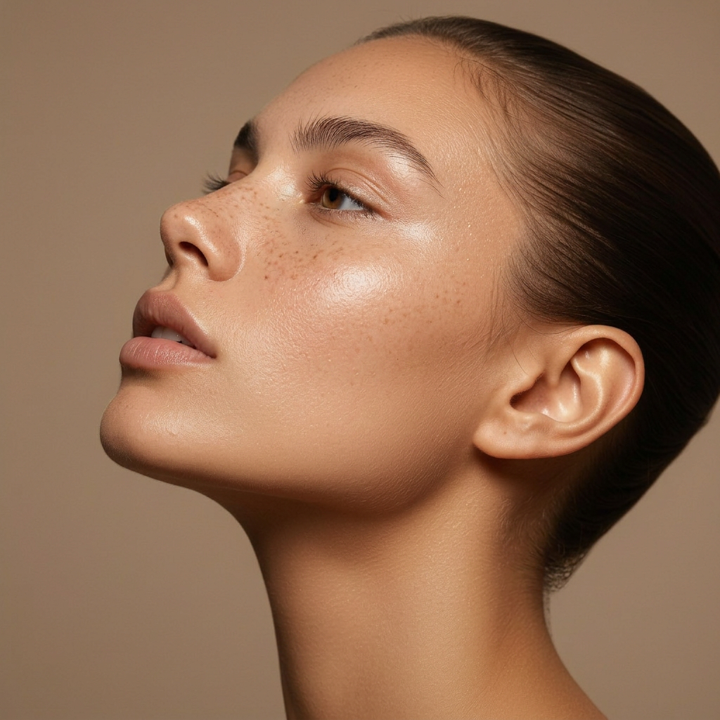 828 Aesthetics editorial portrait — luxurious glowing skin